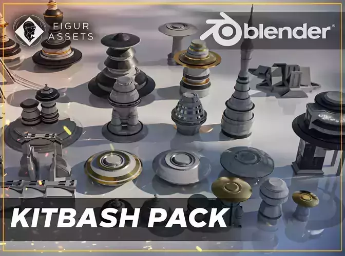 Kitbash pack - Ancient sci-fi city - Blender