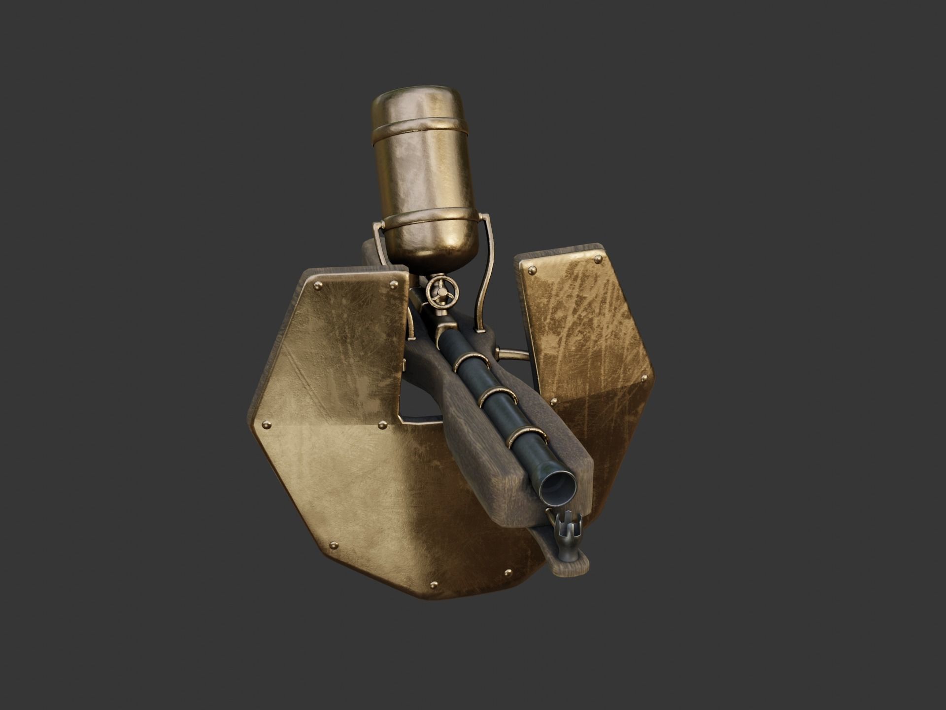 Flamethrower in medieval style Low-poly 3D model_4