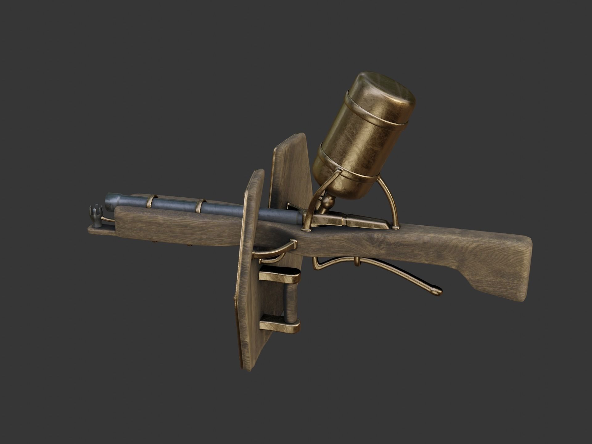 Flamethrower in medieval style Low-poly 3D model_12
