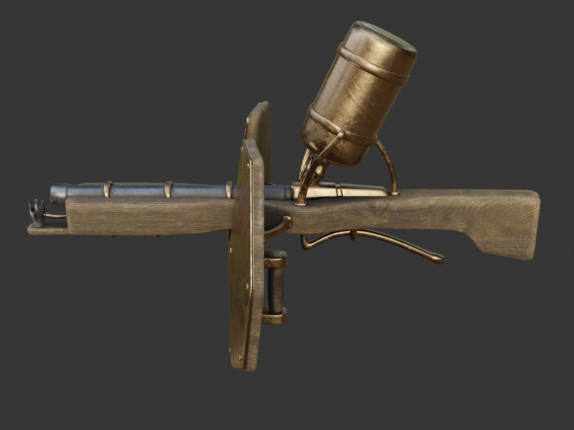 Flamethrower in medieval style Low-poly 3D model_22