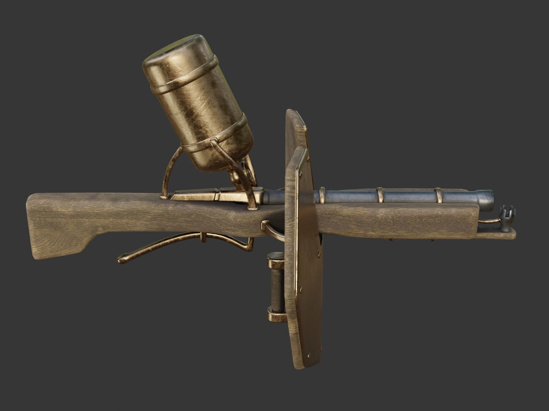 Flamethrower in medieval style Low-poly 3D model_18