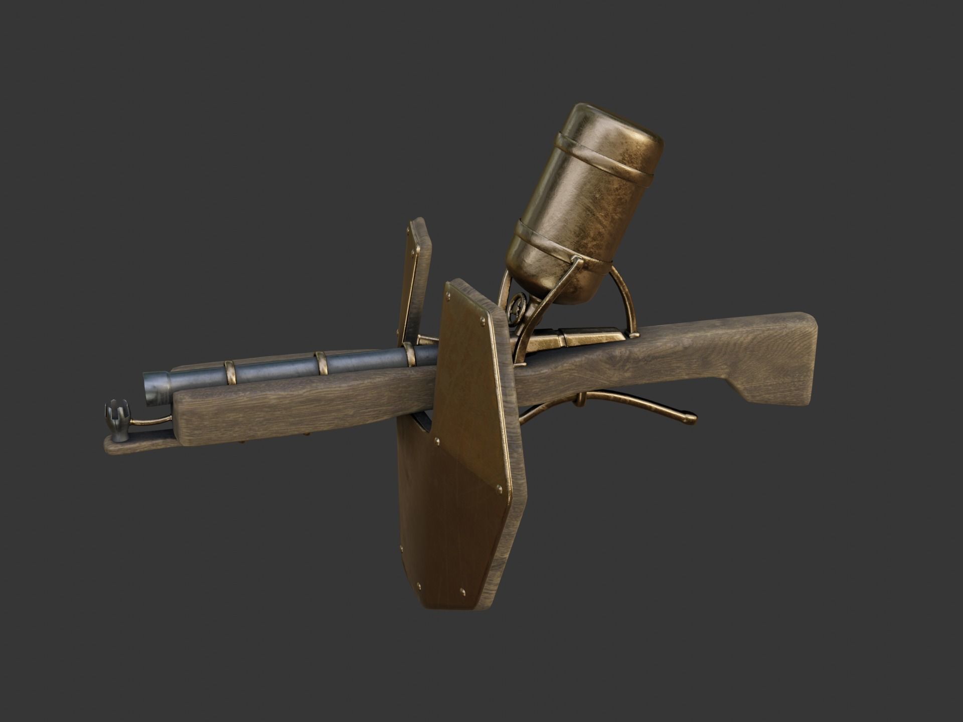Flamethrower in medieval style Low-poly 3D model_1