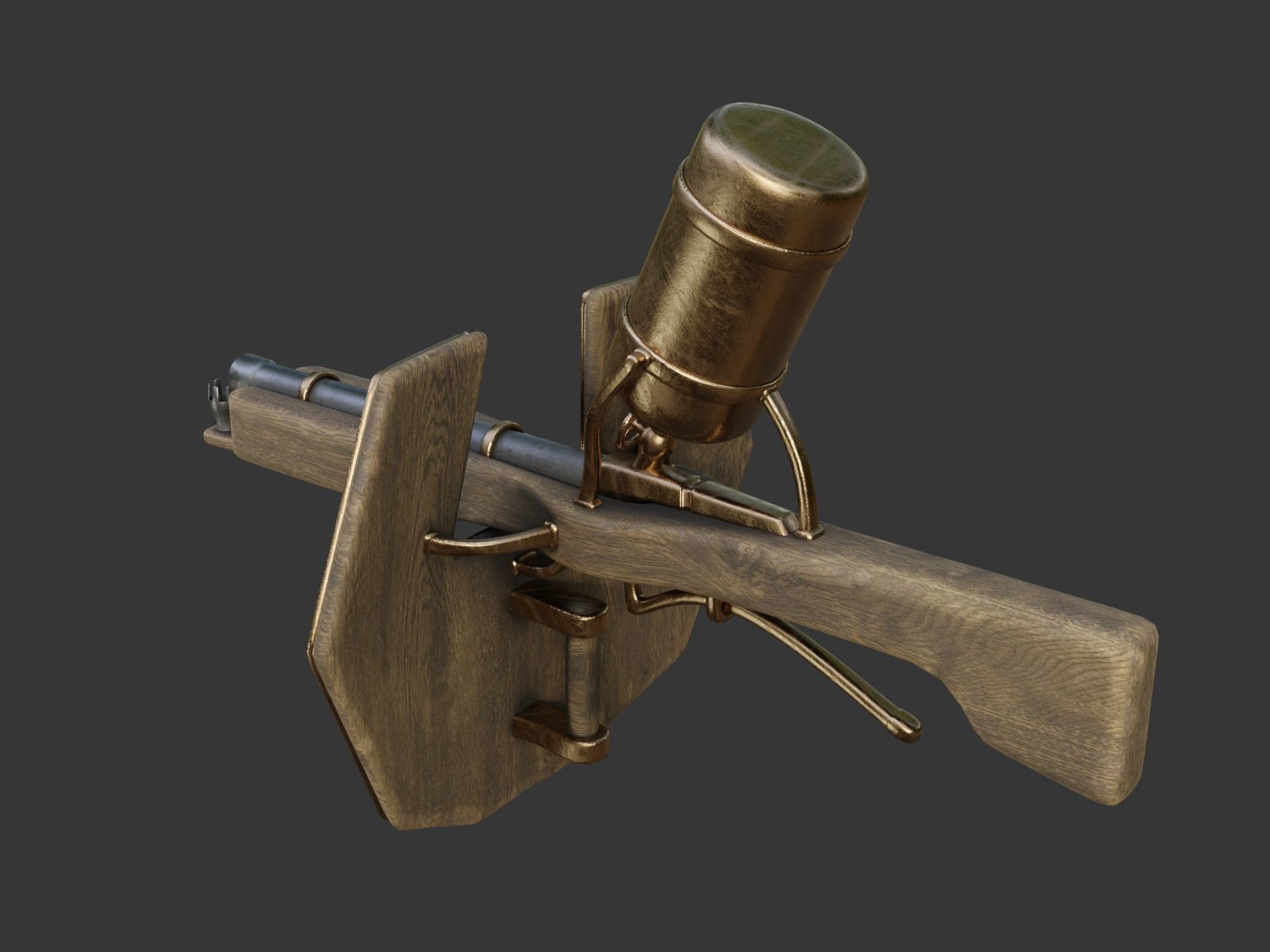 Flamethrower in medieval style Low-poly 3D model_13