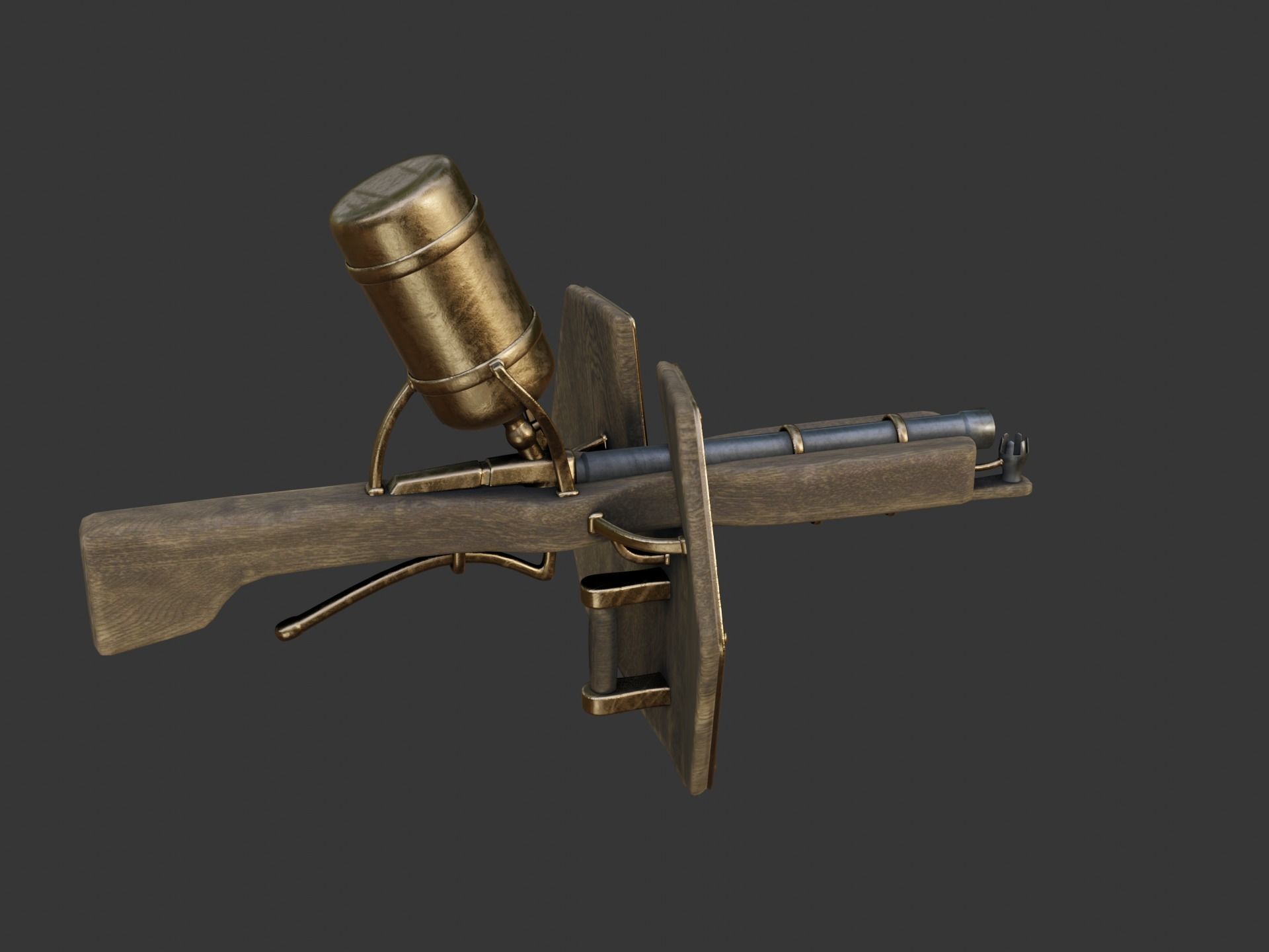 Flamethrower in medieval style Low-poly 3D model_7