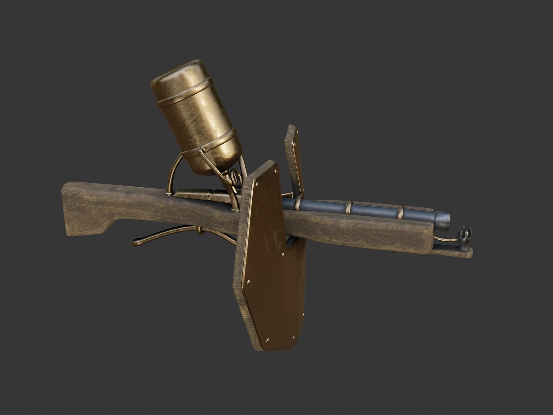 Flamethrower in medieval style Low-poly 3D model_6