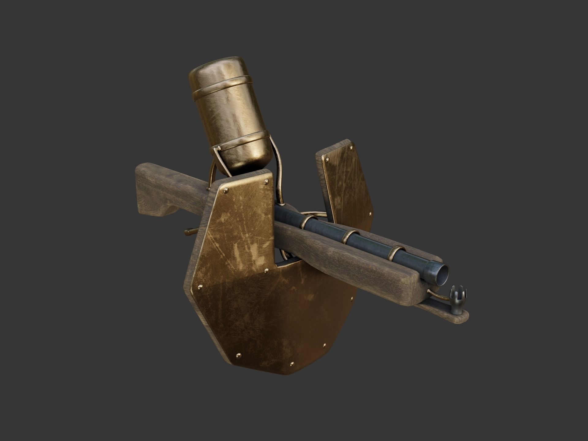 Flamethrower in medieval style Low-poly 3D model_5