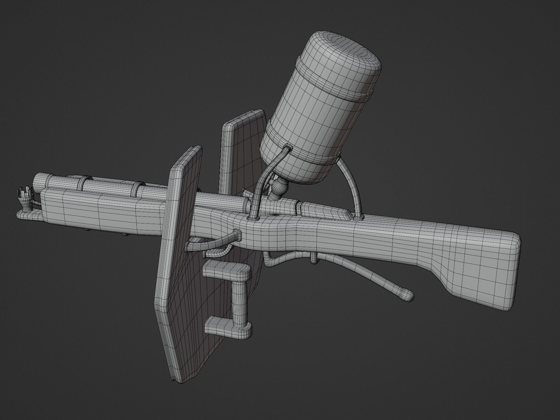 Flamethrower in medieval style Low-poly 3D model_25