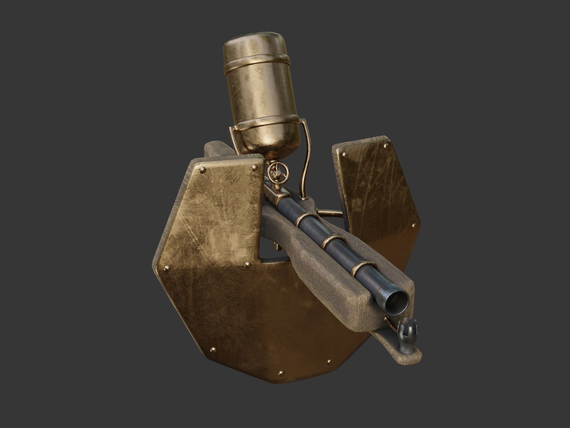 Flamethrower in medieval style Low-poly 3D model_17