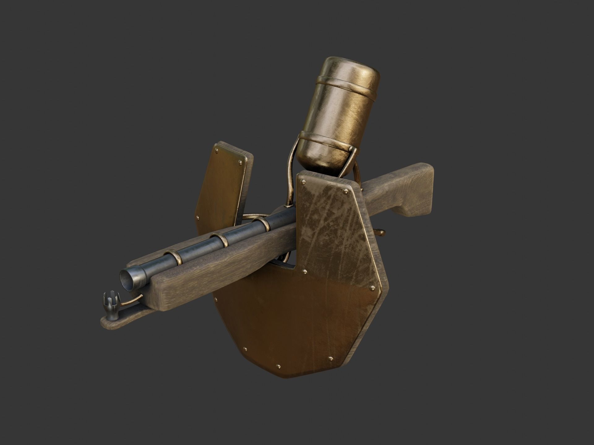 Flamethrower in medieval style Low-poly 3D model_2