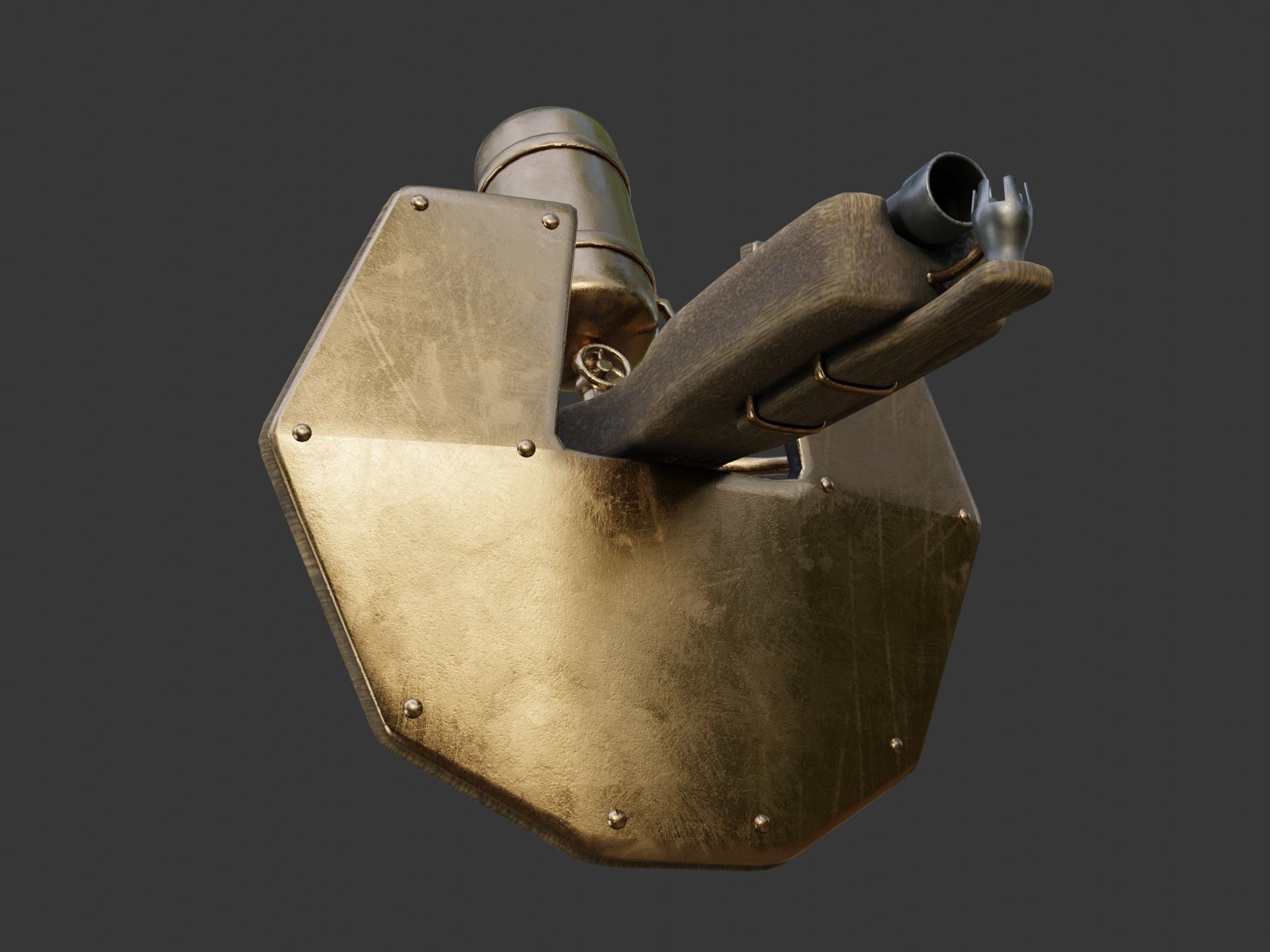 Flamethrower in medieval style Low-poly 3D model_24