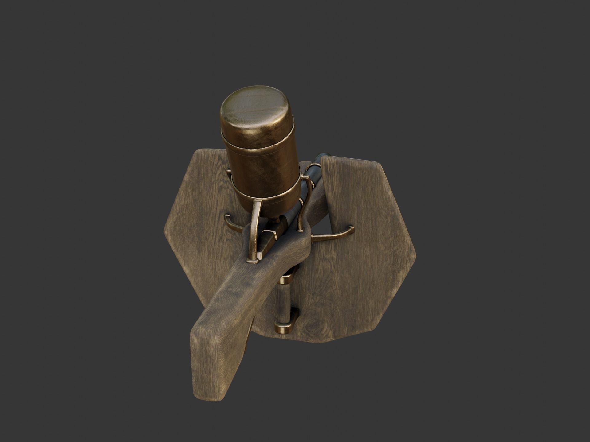 Flamethrower in medieval style Low-poly 3D model_9