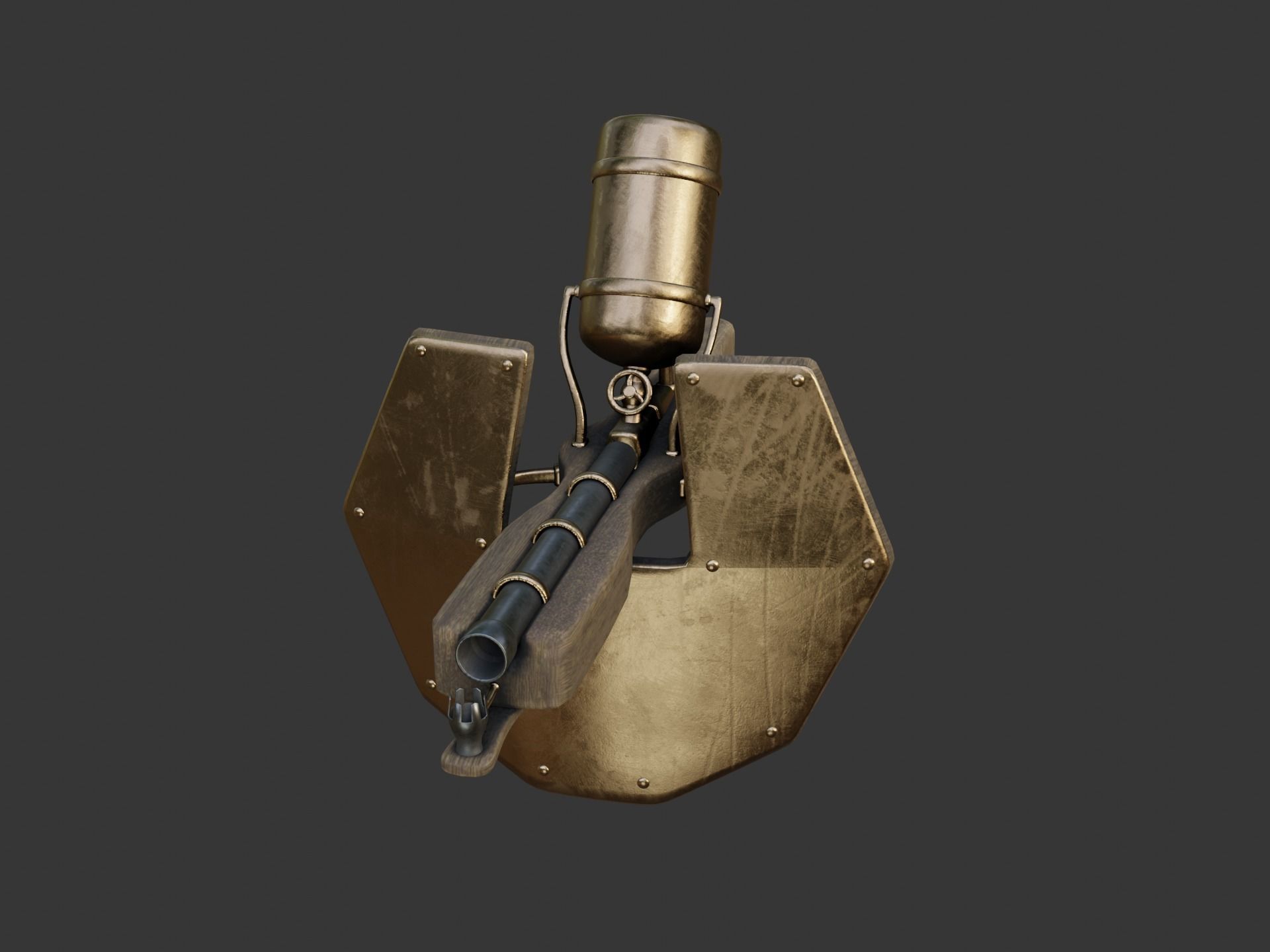 Flamethrower in medieval style Low-poly 3D model_3