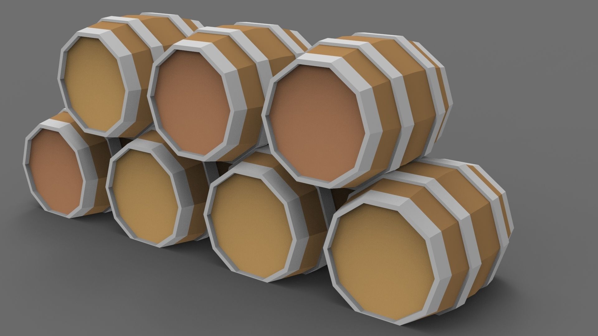Low Poly Stylized Barrels Lowpoly 3D model Low-poly 3D model_3