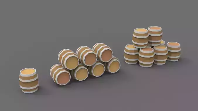 Low Poly  Stylized Barrels Lowpoly 3D model