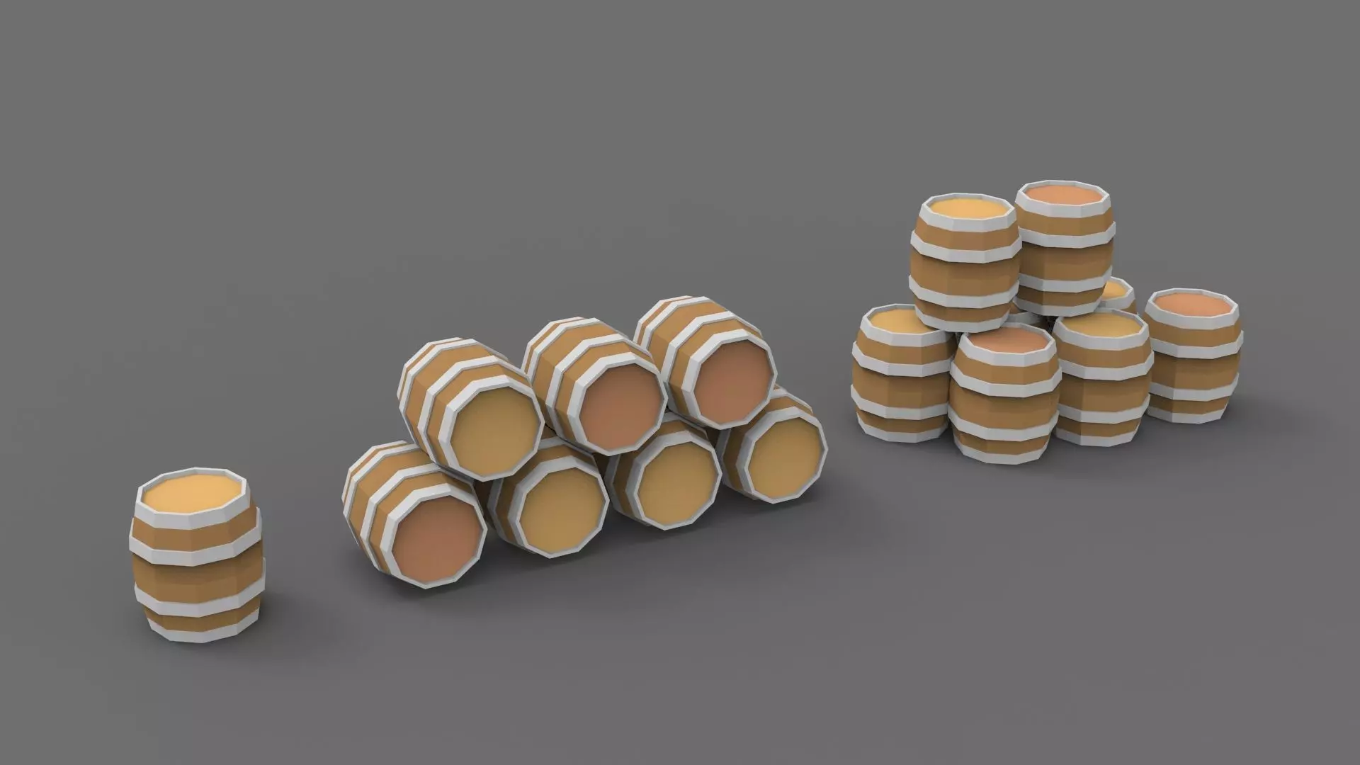 Low Poly Stylized Barrels Lowpoly 3D model Low-poly 3D model_0