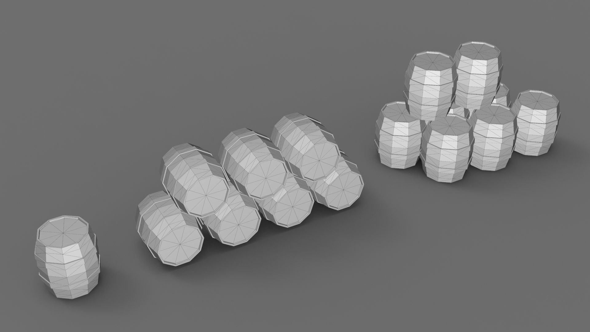 Low Poly Stylized Barrels Lowpoly 3D model Low-poly 3D model_4