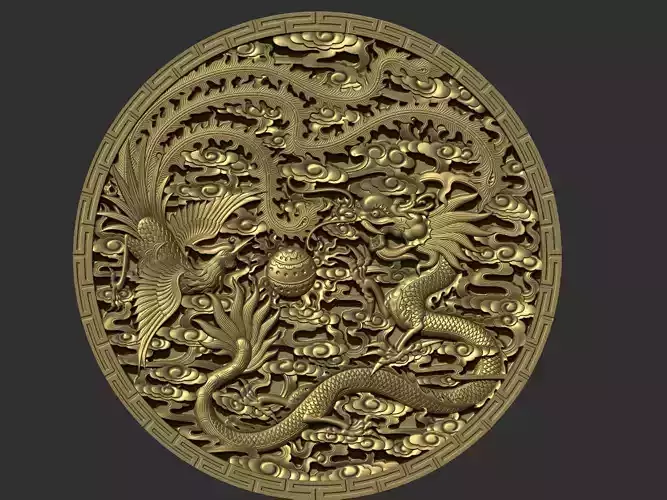 Dragon and Phoenix 3D print model