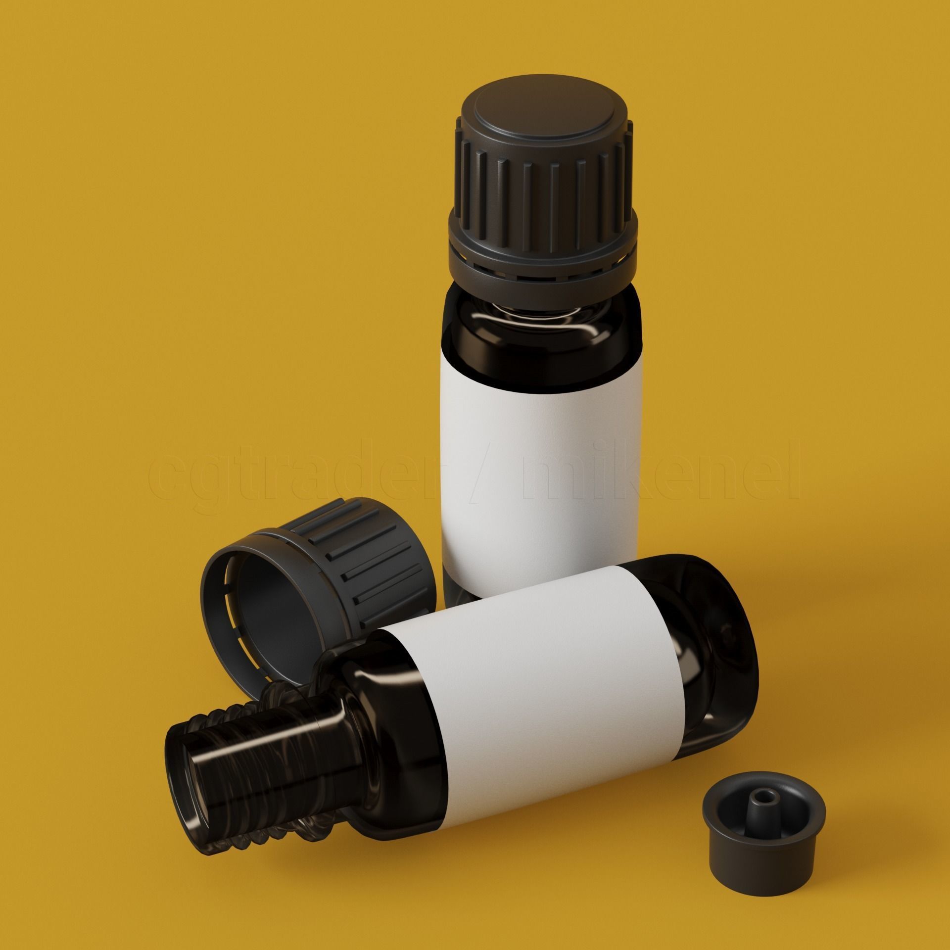 10ml glass dropper bottle 3D model_1