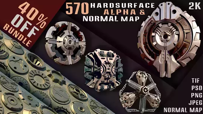 570 Hard surface Alpha and Normal map - bundle