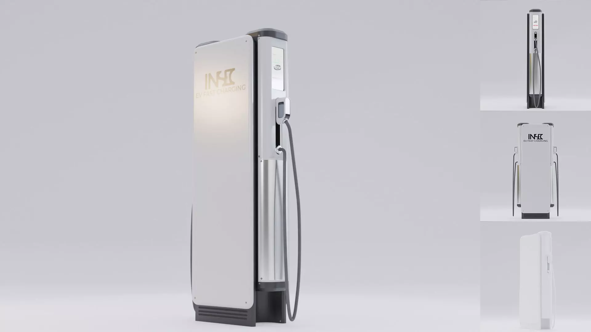 EV fast charging station Low-poly 3D model_0