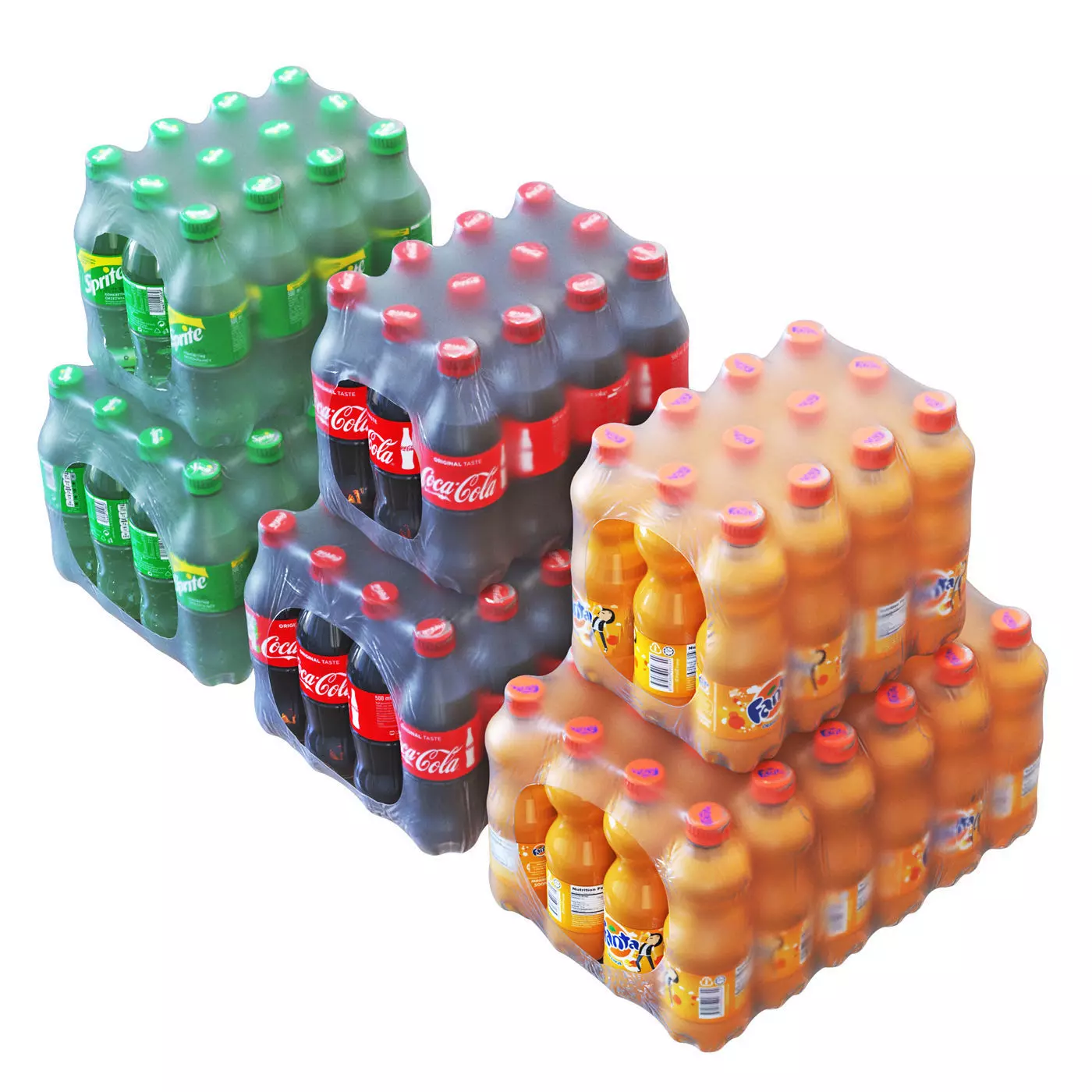 Cola Fanta Sprite Pack 3D model_0