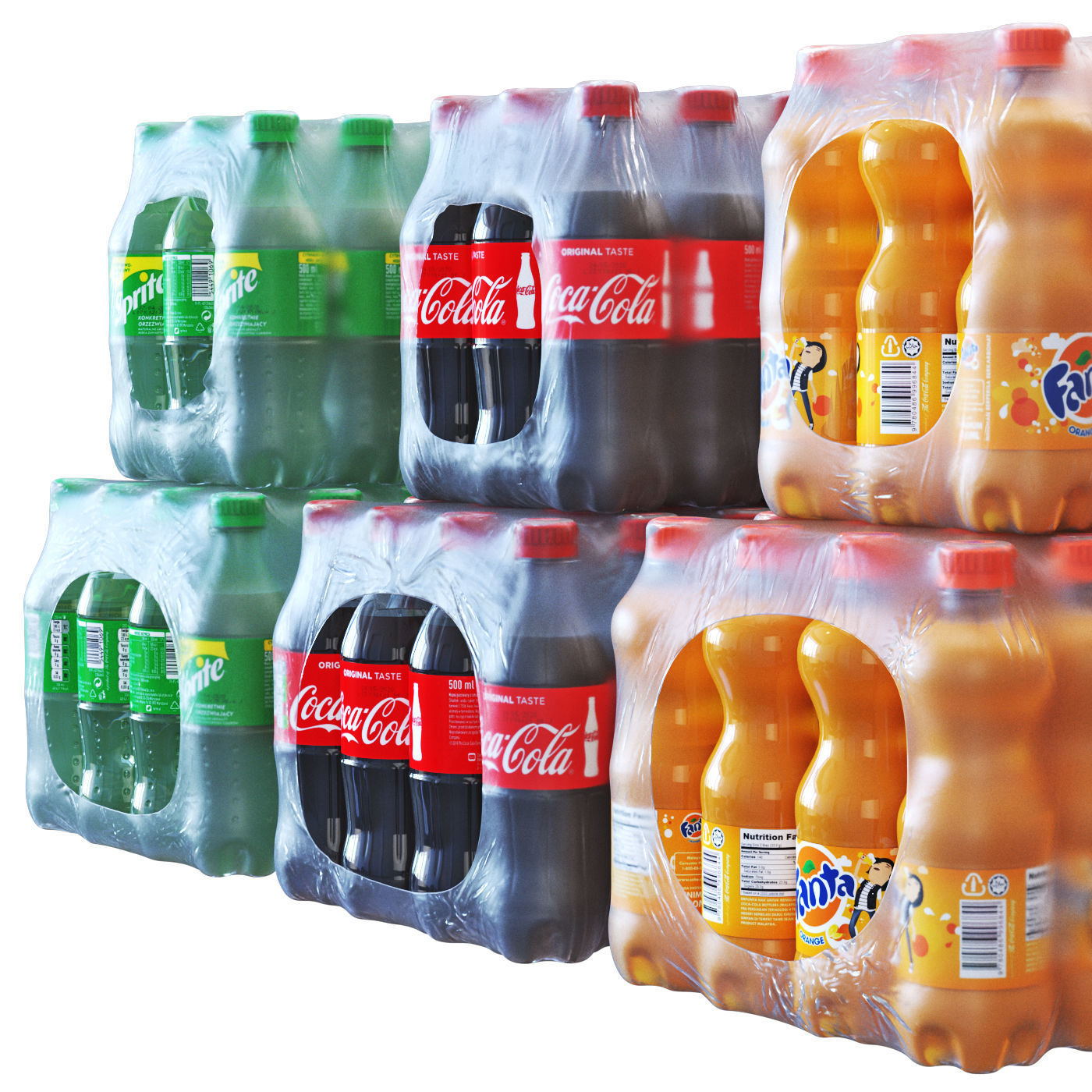 Cola Fanta Sprite Pack 3D model_2