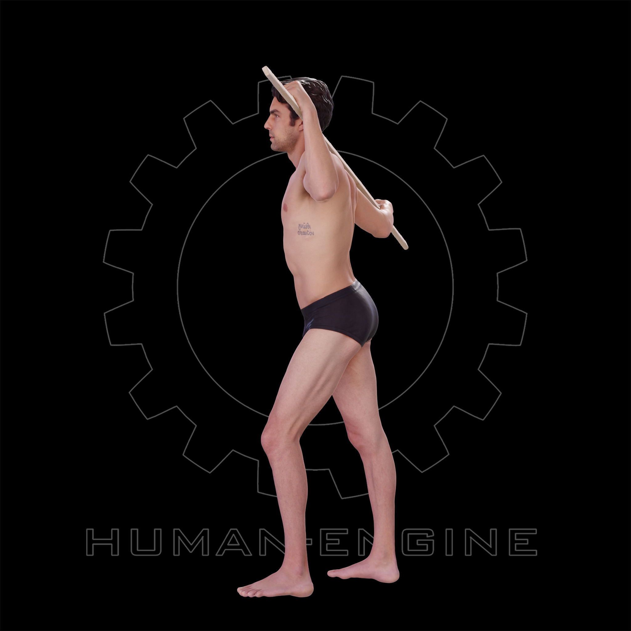 Male Scan - Dan 005 Holding a Stick 3D model_14