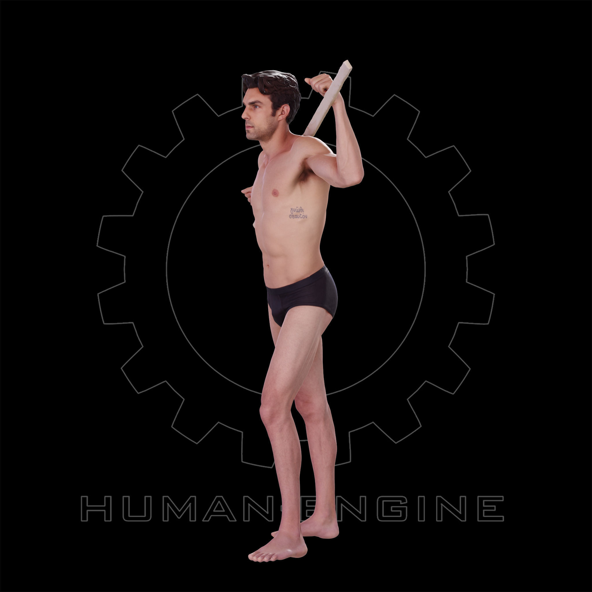 Male Scan - Dan 005 Holding a Stick 3D model_16