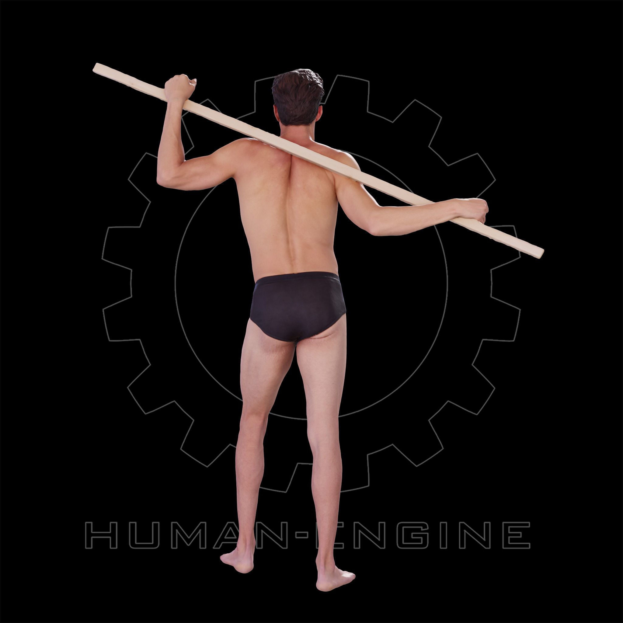 Male Scan - Dan 005 Holding a Stick 3D model_10
