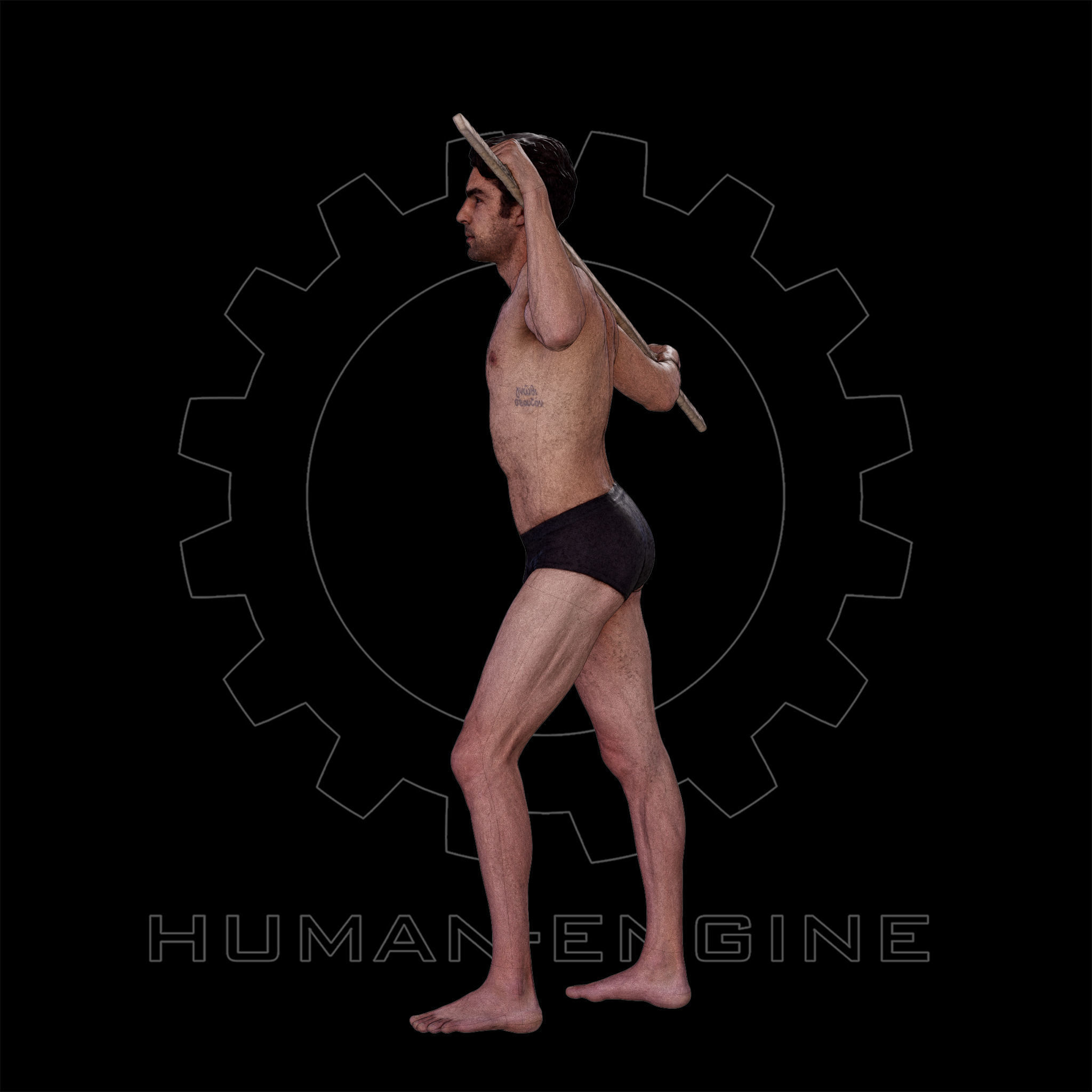 Male Scan - Dan 005 Holding a Stick 3D model_15