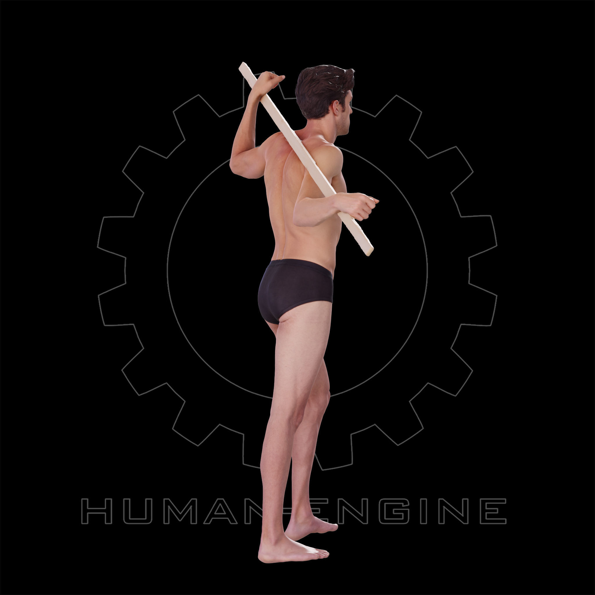 Male Scan - Dan 005 Holding a Stick 3D model_8