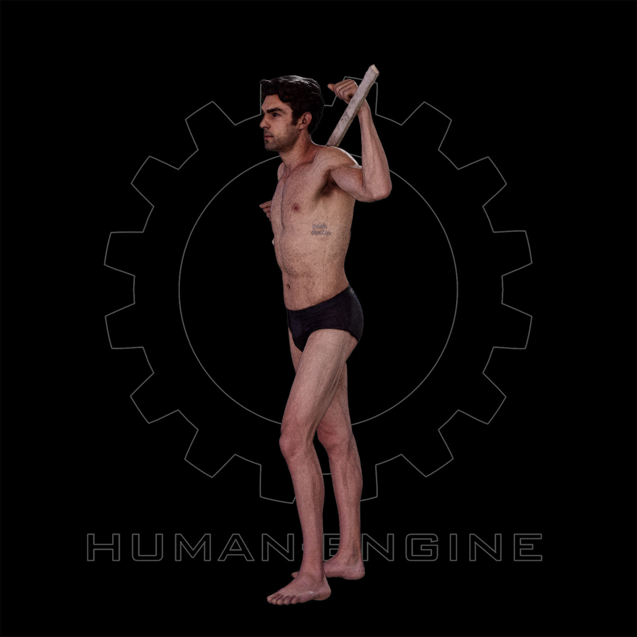 Male Scan - Dan 005 Holding a Stick 3D model_17
