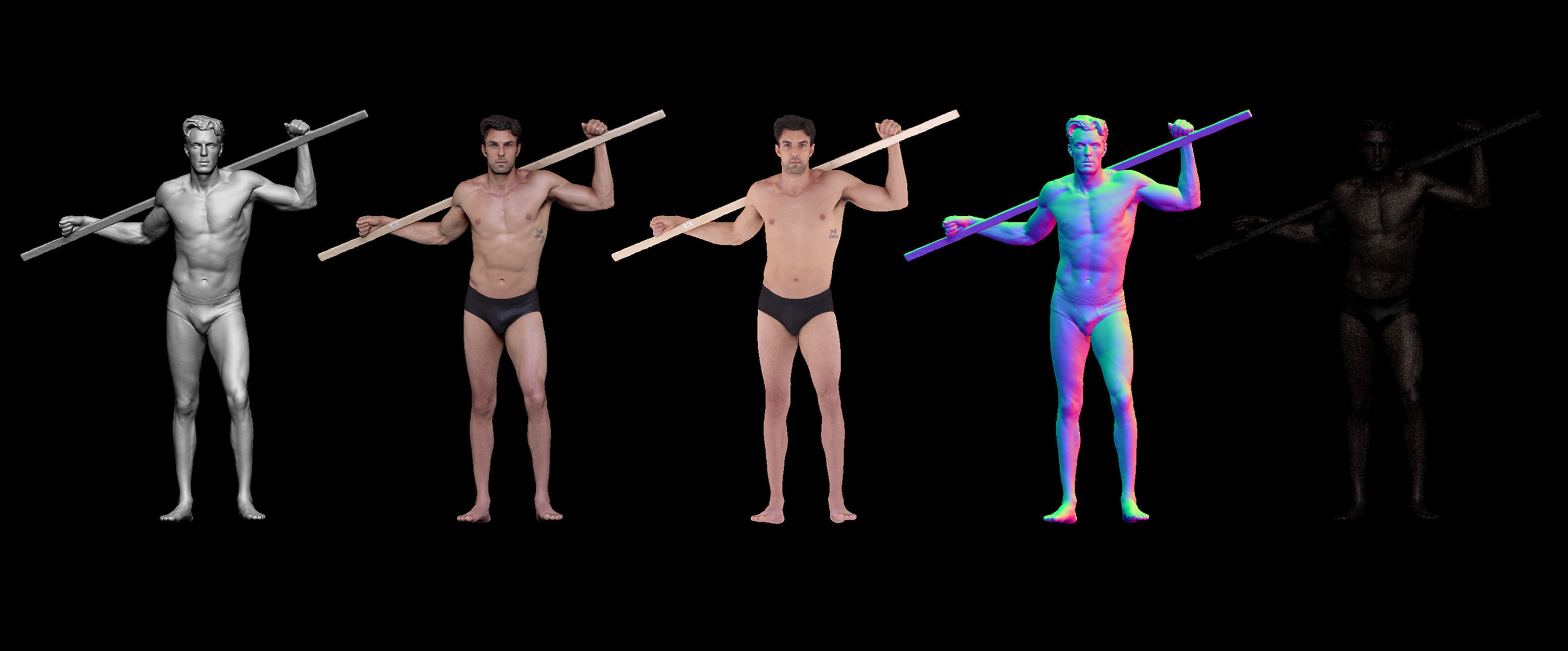 Male Scan - Dan 005 Holding a Stick 3D model_1