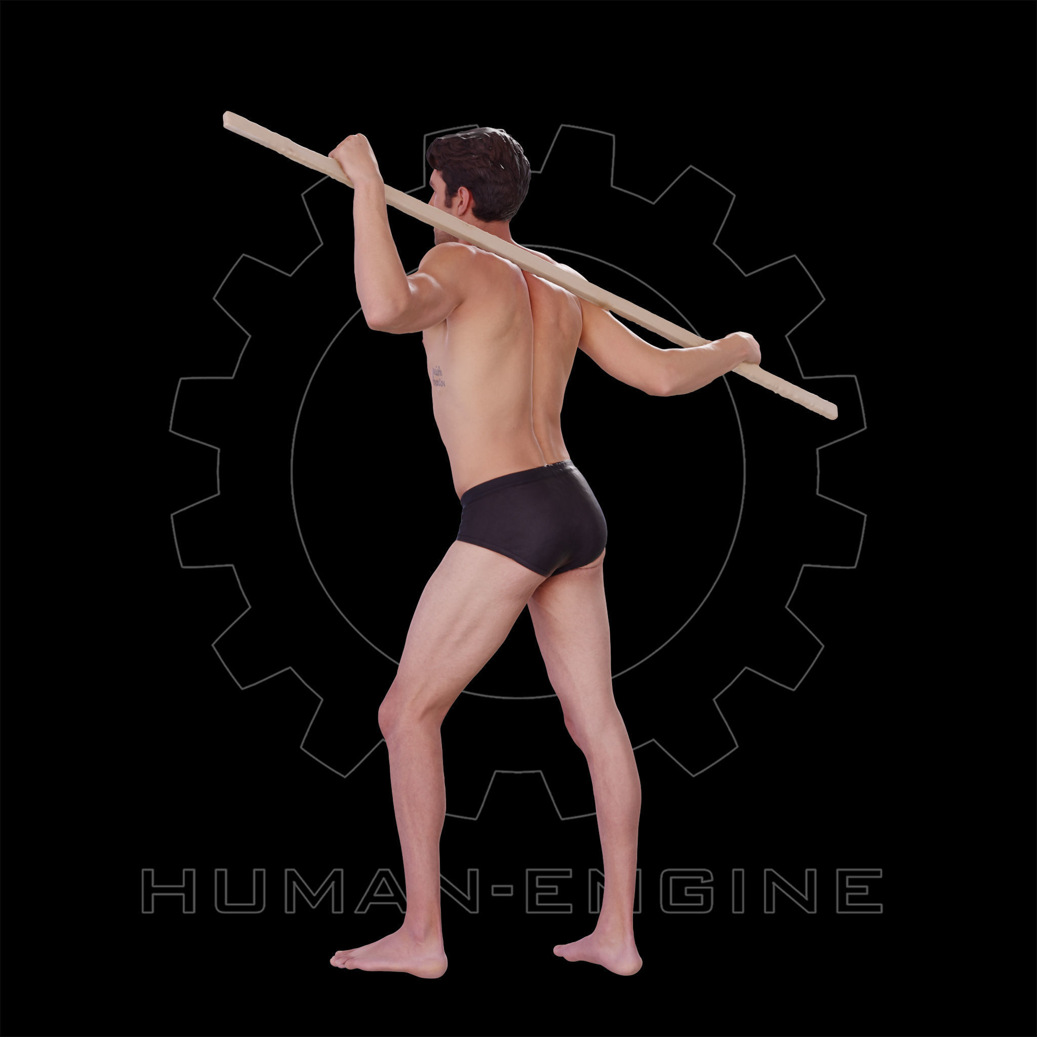 Male Scan - Dan 005 Holding a Stick 3D model_12