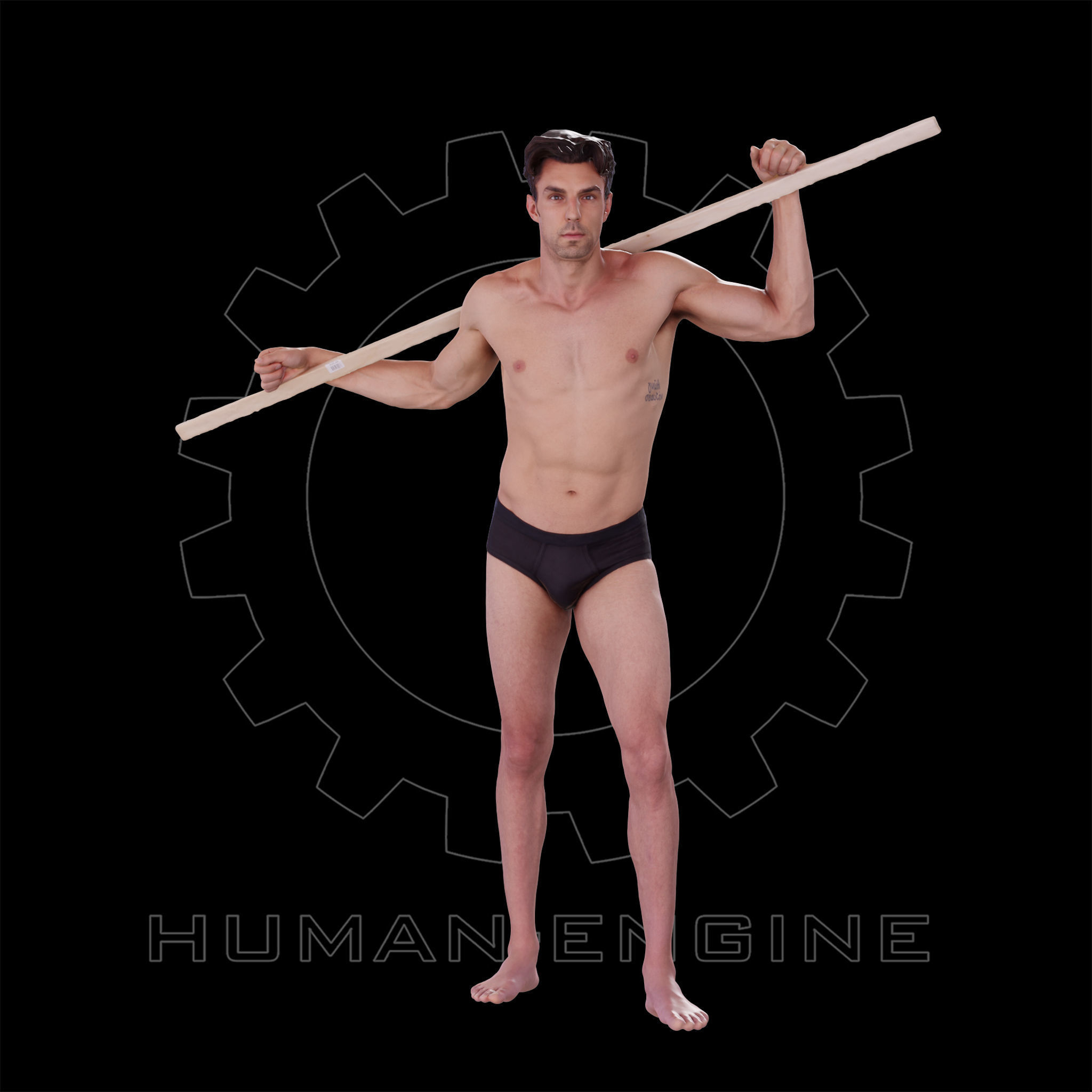 Male Scan - Dan 005 Holding a Stick 3D model_2