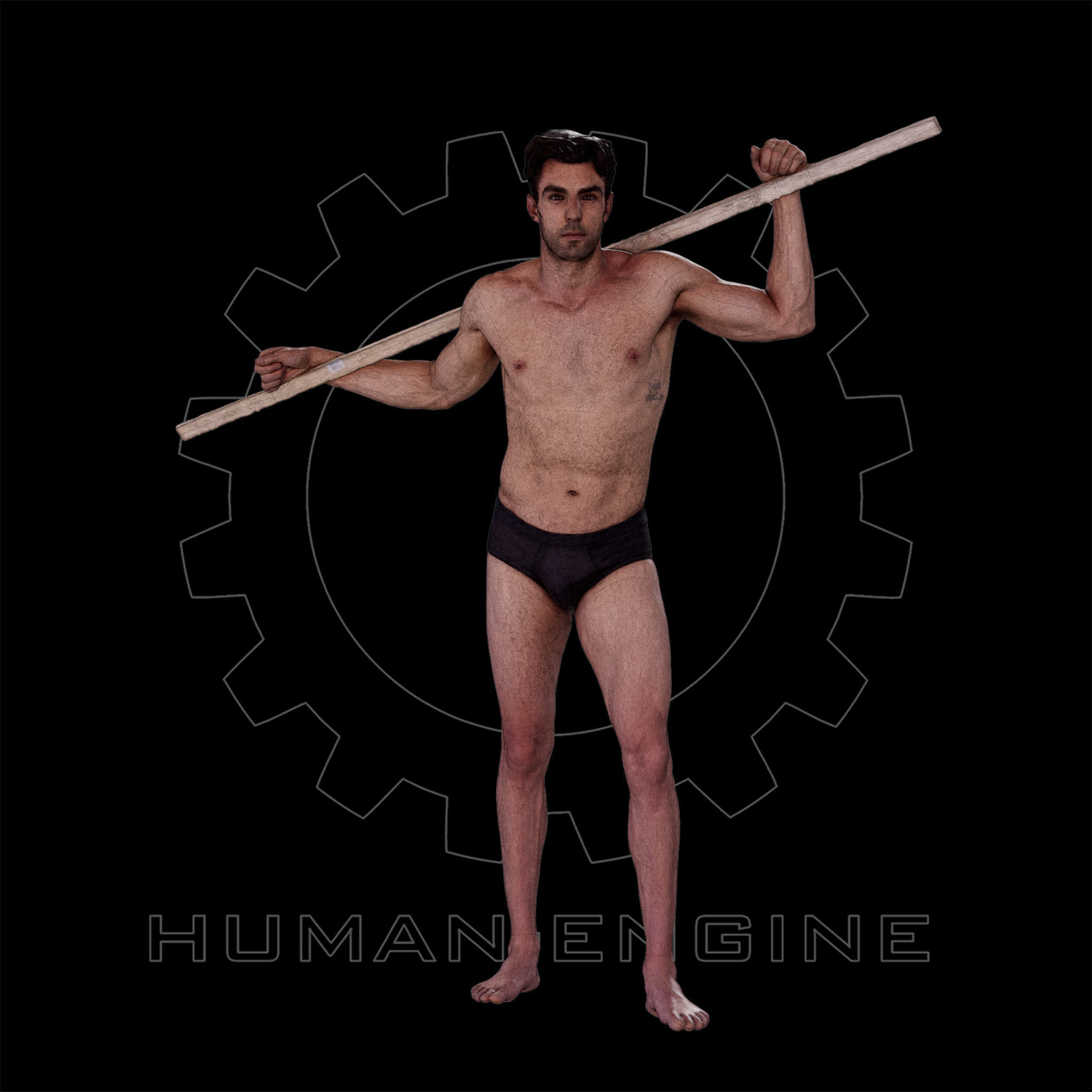 Male Scan - Dan 005 Holding a Stick 3D model_3