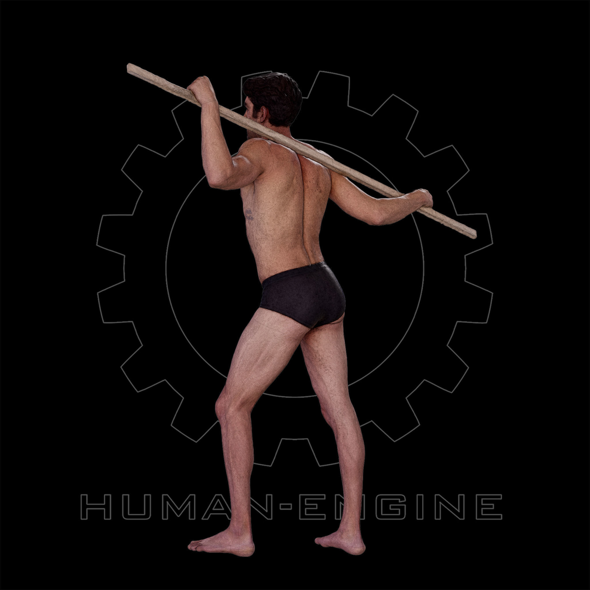 Male Scan - Dan 005 Holding a Stick 3D model_13