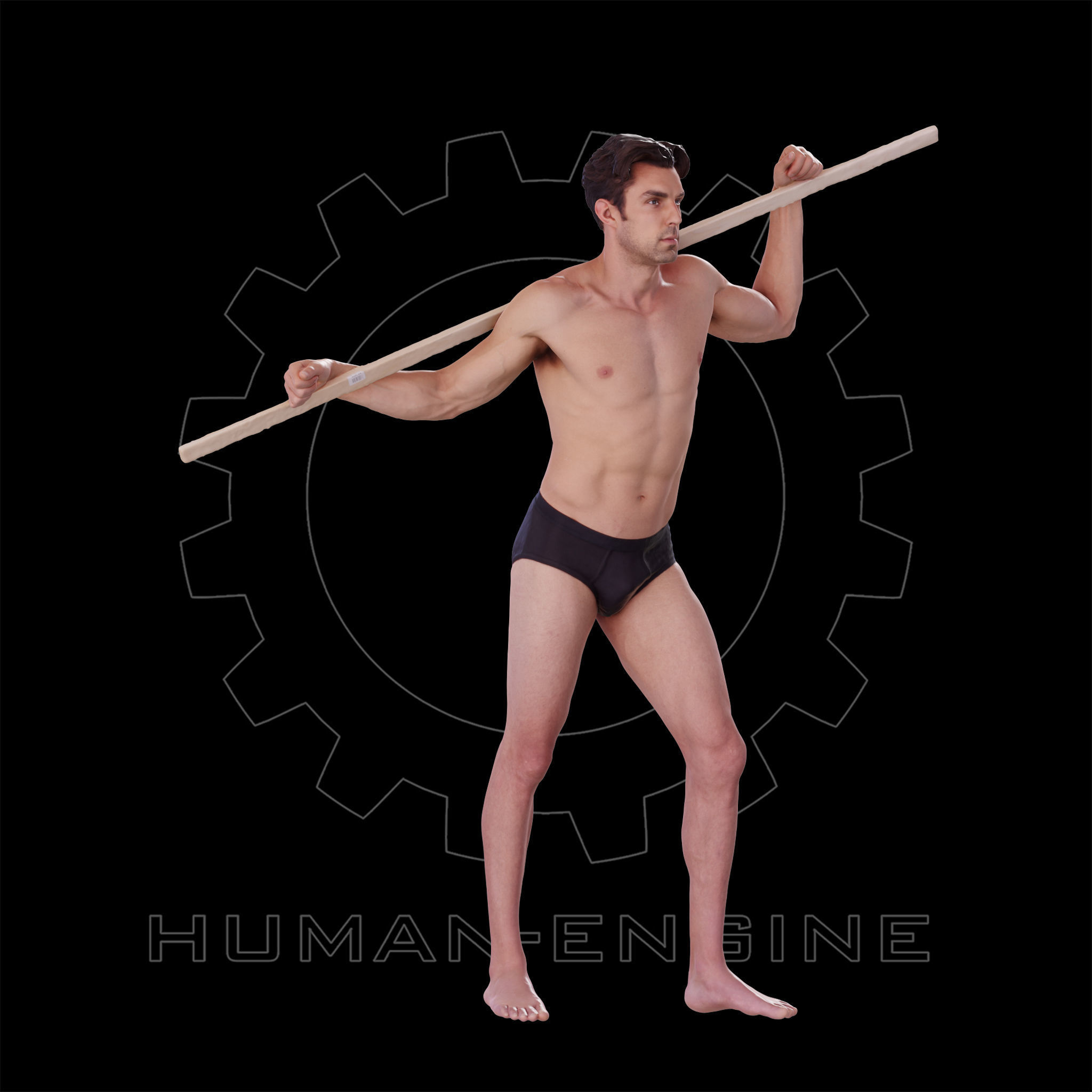 Male Scan - Dan 005 Holding a Stick 3D model_4