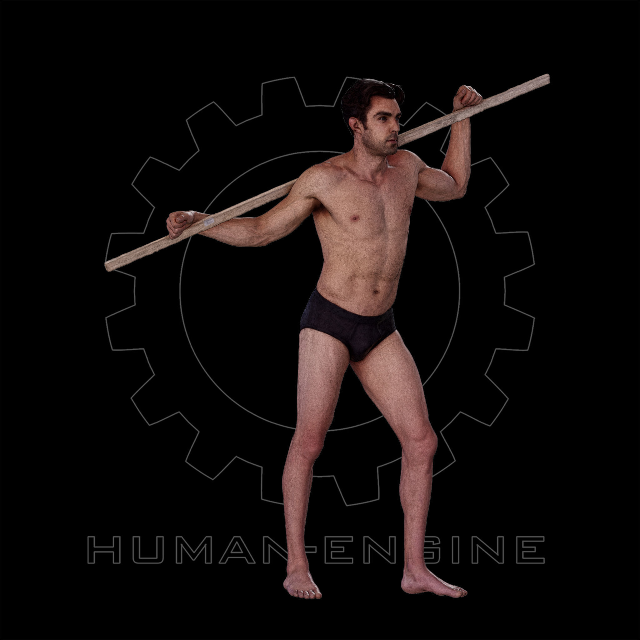 Male Scan - Dan 005 Holding a Stick 3D model_5
