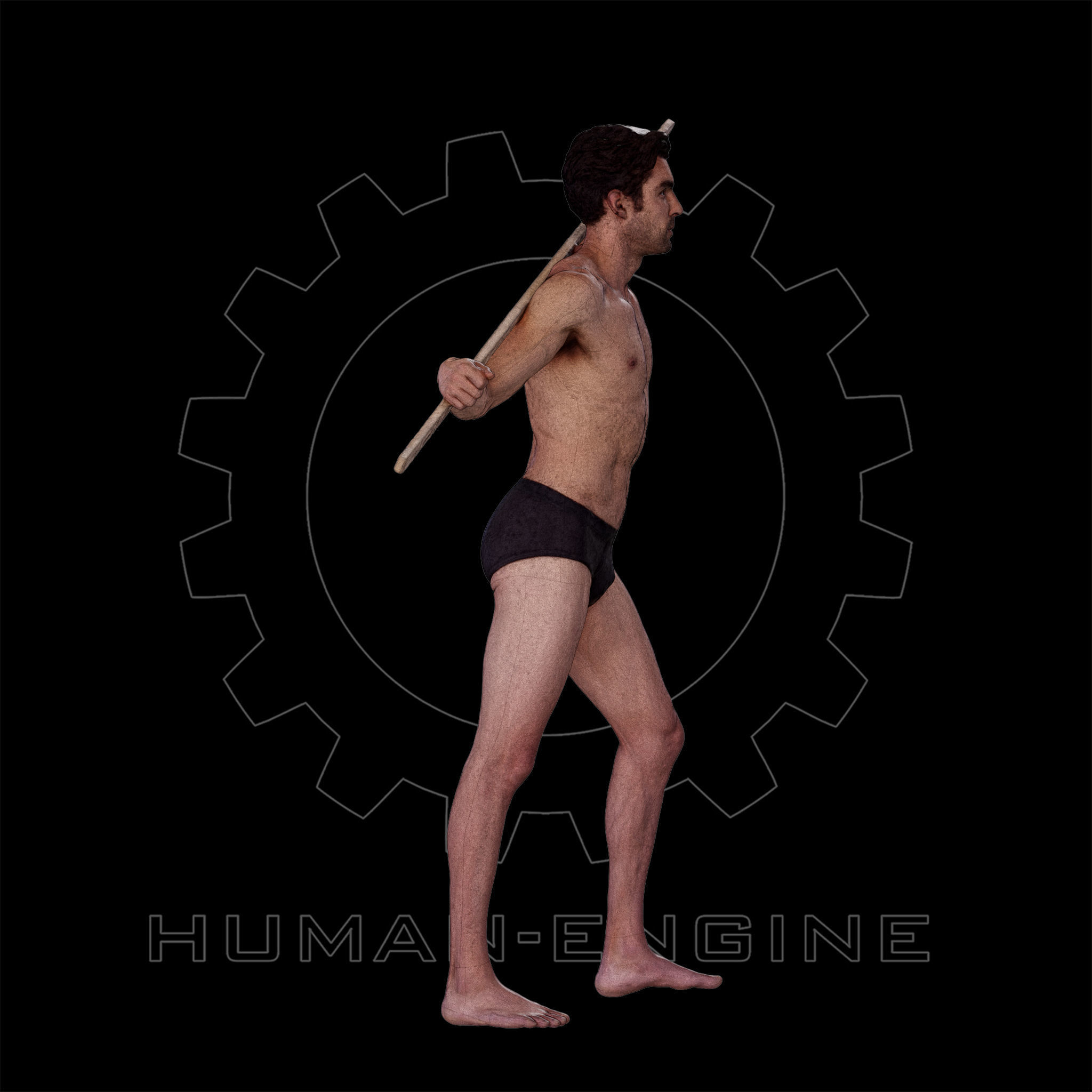 Male Scan - Dan 005 Holding a Stick 3D model_7