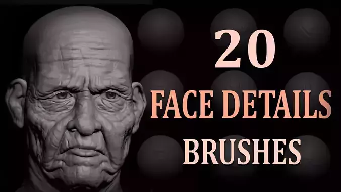  20 Face Details Brush and Alphas 3D model