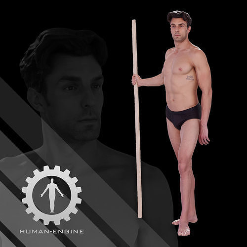 Male Scan - Dan 006 Holding a Stick 3D model