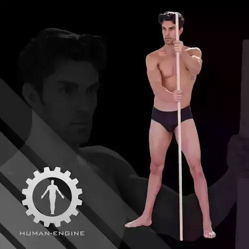 Male Scan - Dan 007 Holding a Stick