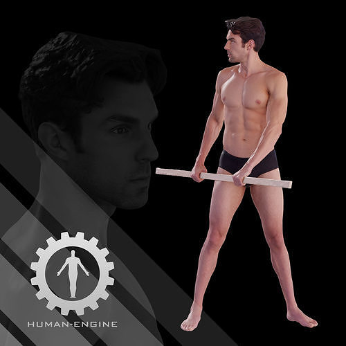Male Scan - Dan 009 Holding a Stick 3D model