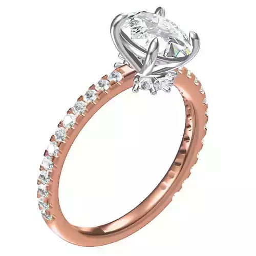 Oval Cut Solitaire With Micro Pave Engagement Ring