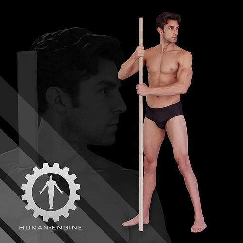 Male Scan - Dan 010 Holding a Stick 3D model