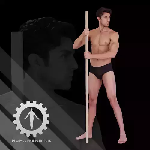 Male Scan - Dan 010 Holding a Stick