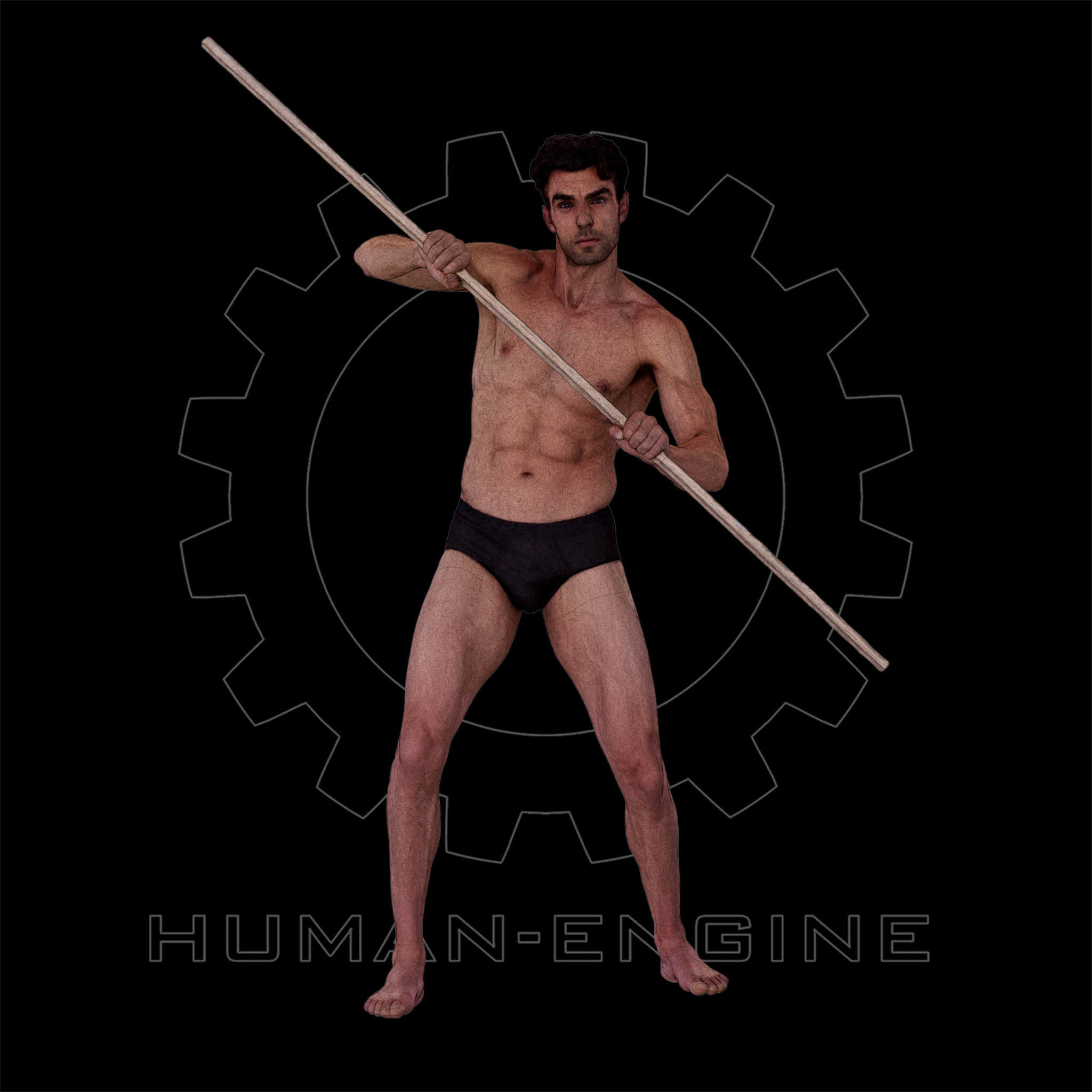 Male Scan - Dan 015 Holding a Stick 3D model_3