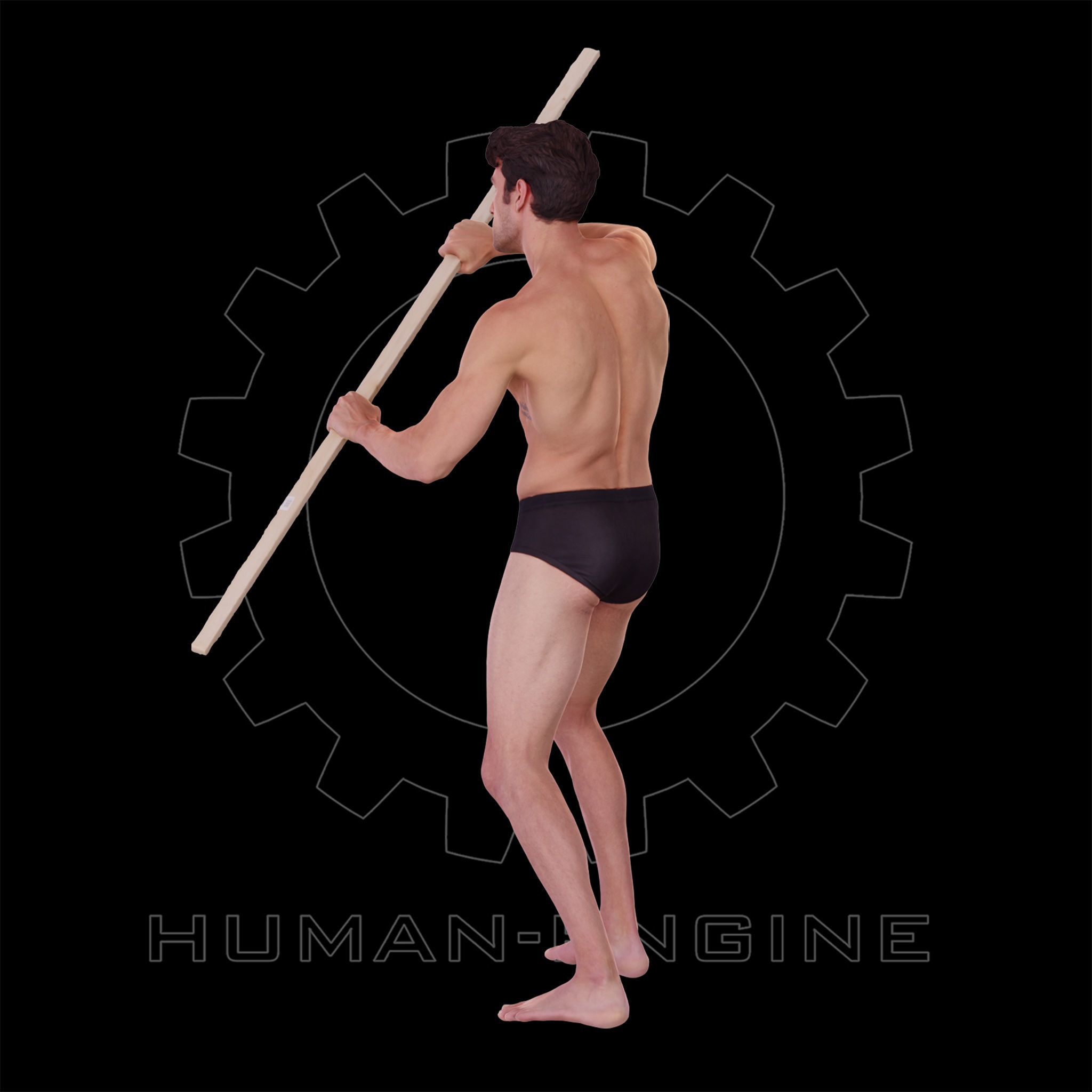 Male Scan - Dan 015 Holding a Stick 3D model_12