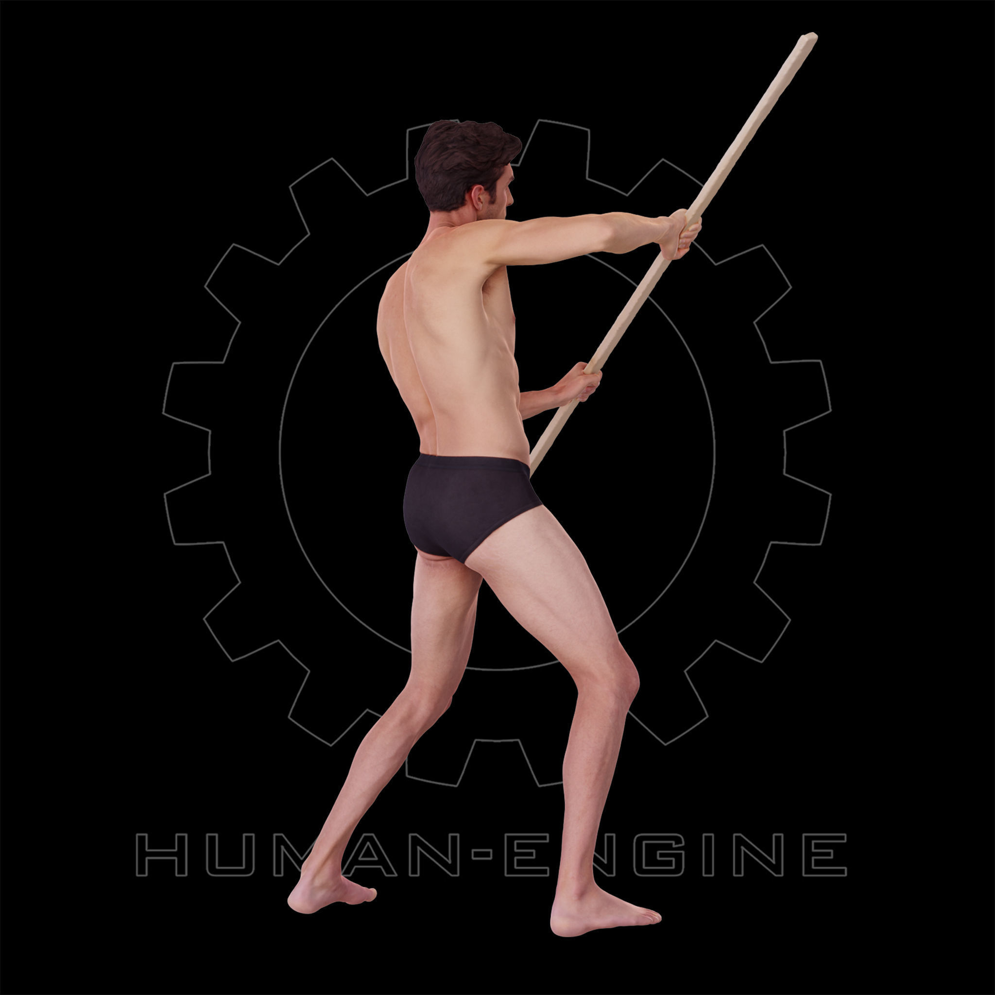 Male Scan - Dan 015 Holding a Stick 3D model_8